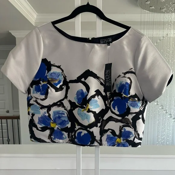 Anthropologie Sachin And Babi Printed Cropped Top - Picture 1 of 7